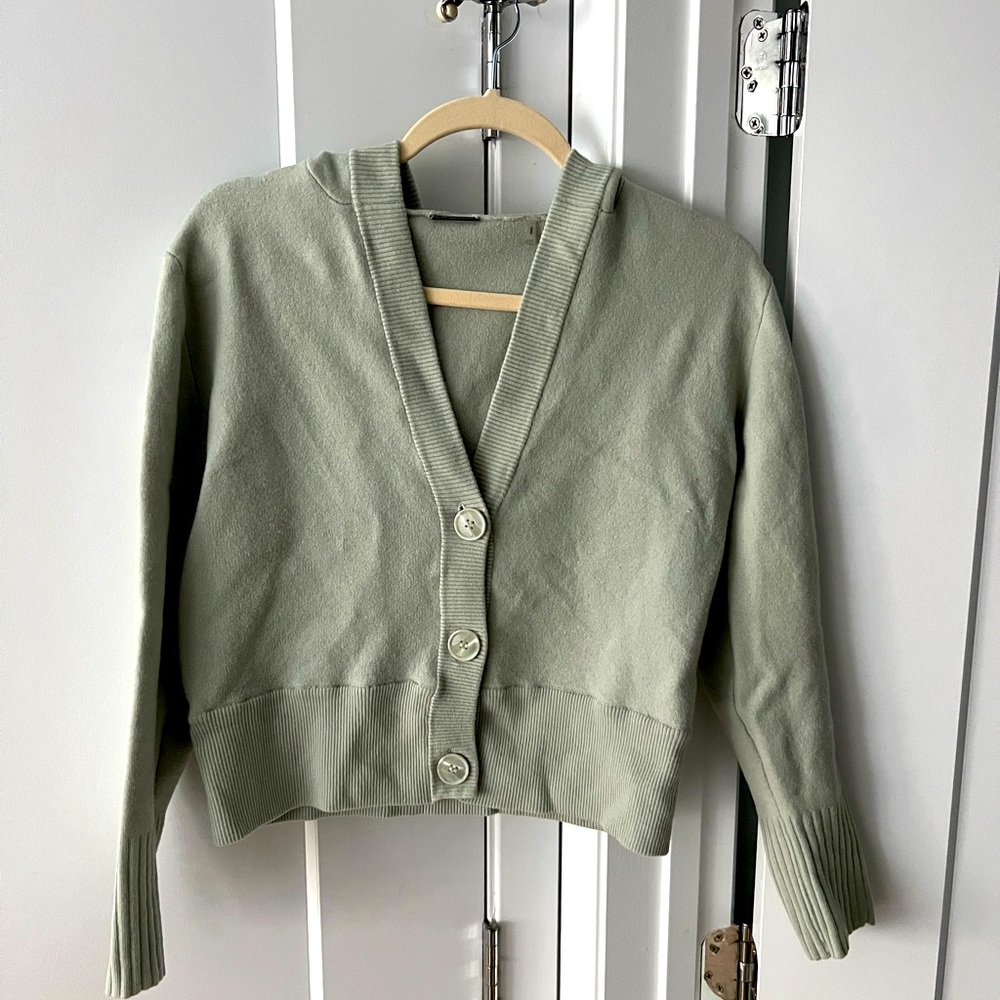 Elie Tahari Cardi Merino wool blend hood cardigan